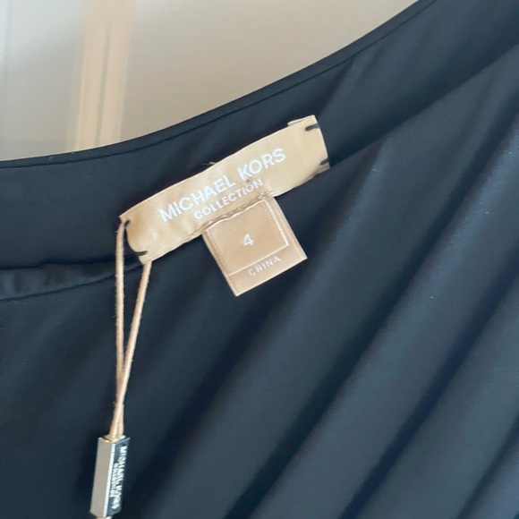 $1470 Michael Kors Collection NEW Black One Shoulder Sheath Dress Elegant Size 4 - Picture 4 of 7